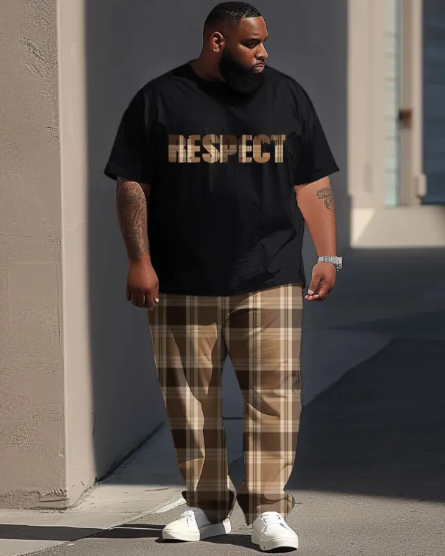 Street Classic Check RESPECT Letter Print Large Men's Set sold by Biggmans