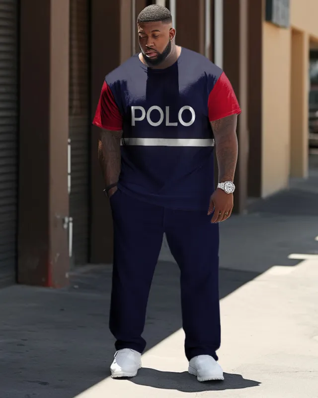 Men's Black And White Color Matching Star Sports And Leisure Two-Piece Suit sold by Biggmans