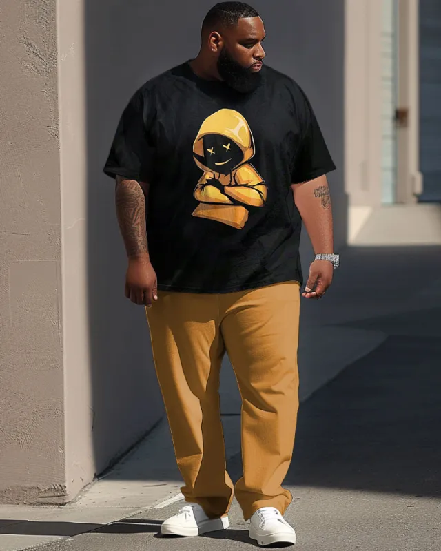 Men's Large Casual Yellow Cartoon Characters Printed T-Shirt Trousers Suit sold by Biggmans