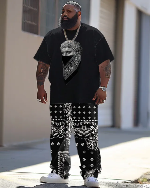 Men's Large Retro Art David Like Paisley Print T-Shirt Trousers Suit sold by Biggmans