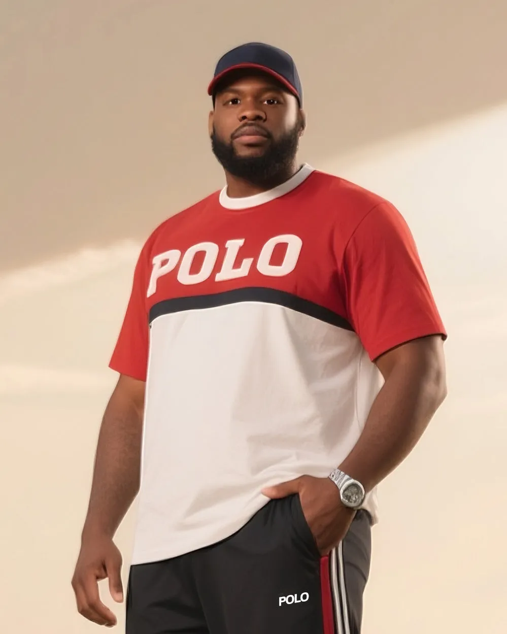 Big Boy Daily Casual Contrast Color English POLO Round Neck Short Sleeve T-Shirt Trousers sold by Biggmans product image thumbnail 2