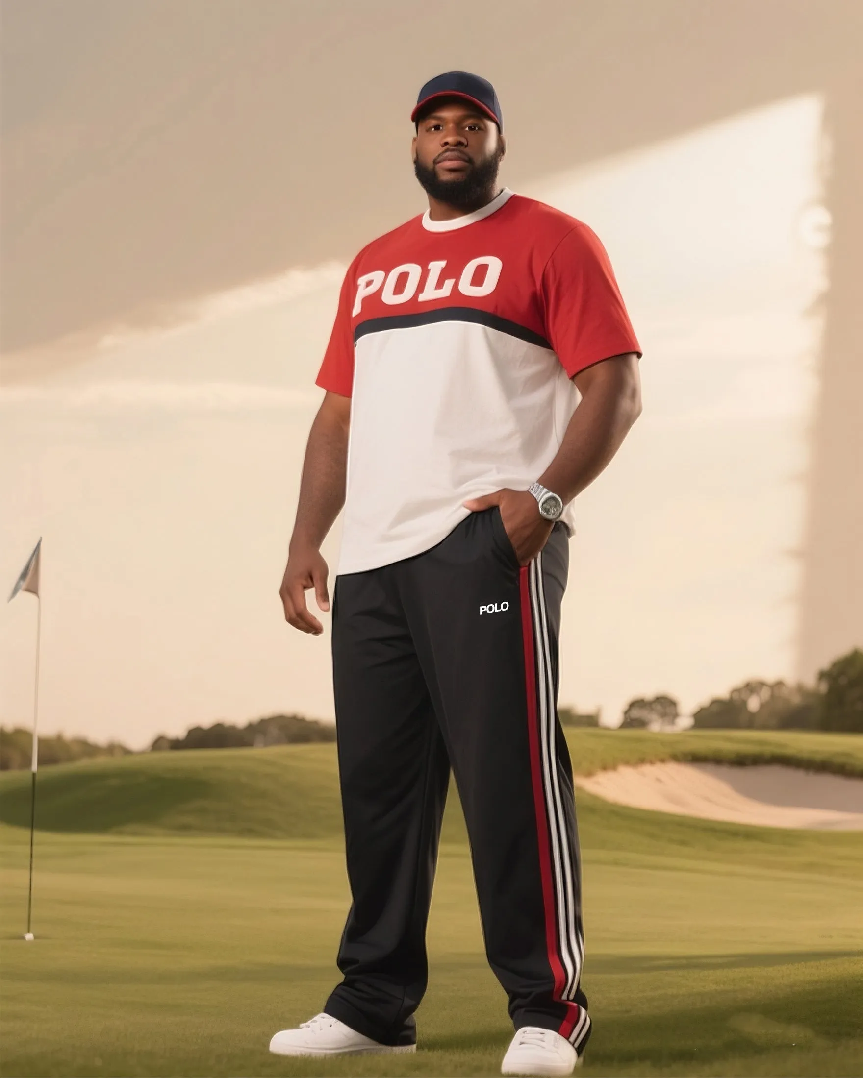 Big Boy Daily Casual Contrast Color English POLO Round Neck Short Sleeve T-Shirt Trousers sold by Biggmans