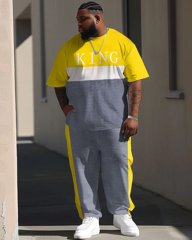 Street Vibrant Contrast King Letter Print Large Men's Suit sold by Biggmans