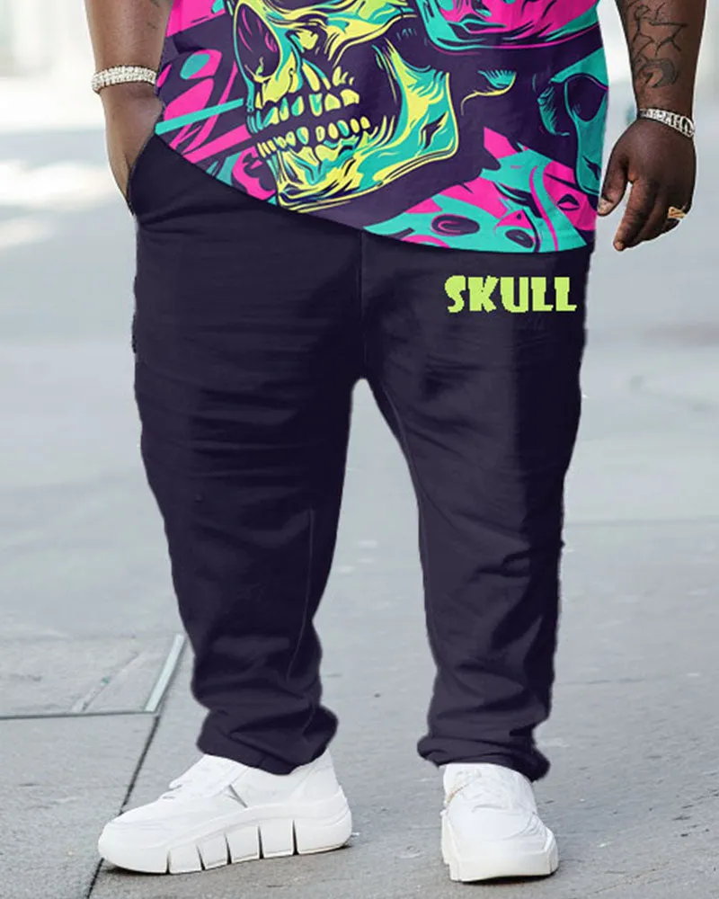 Men's Plus Size Street Fashion Abstract Graffiti Skull Print T-Shirt Trousers Suit sold by Biggmans product image thumbnail 3