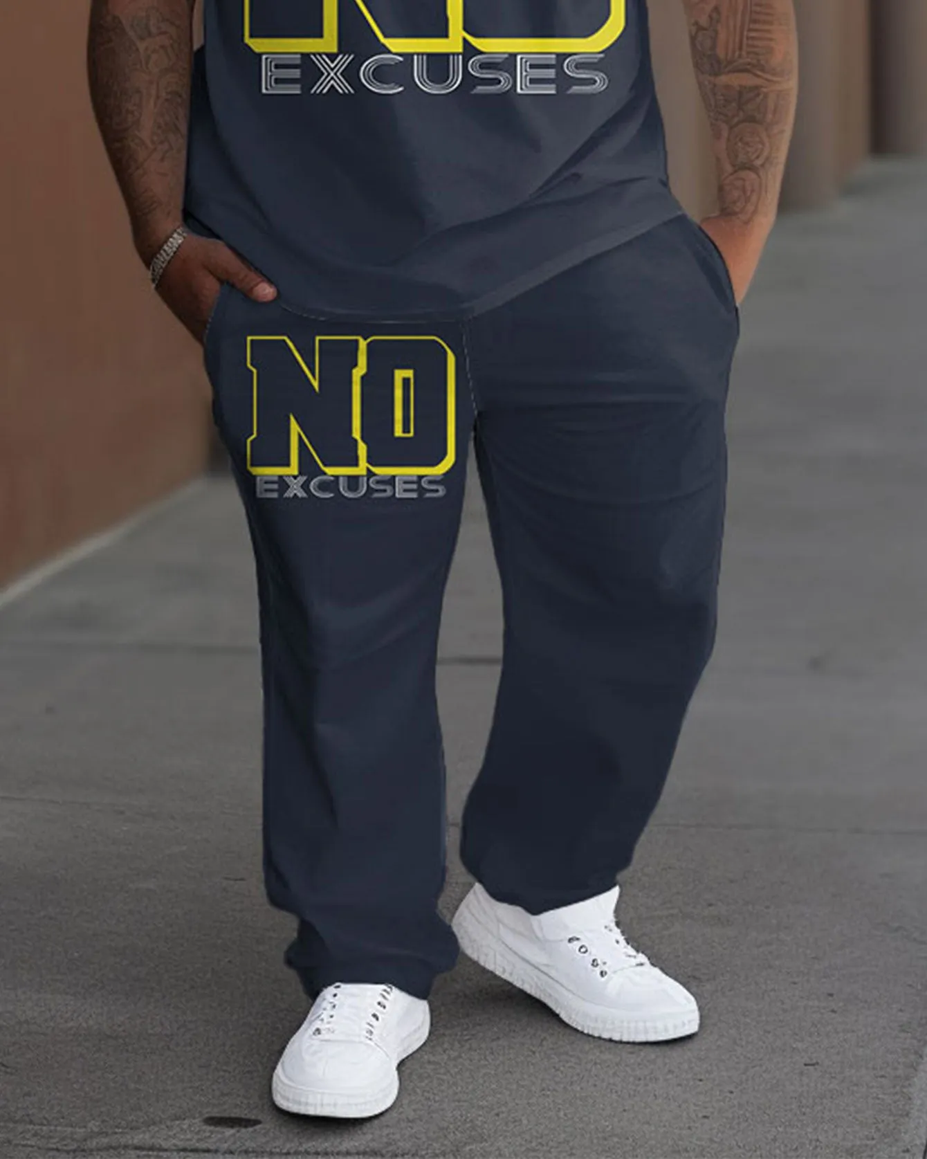 Men's Plus Size No Excuses Print T-Shirt Trousers Suit sold by Biggmans product image thumbnail 3