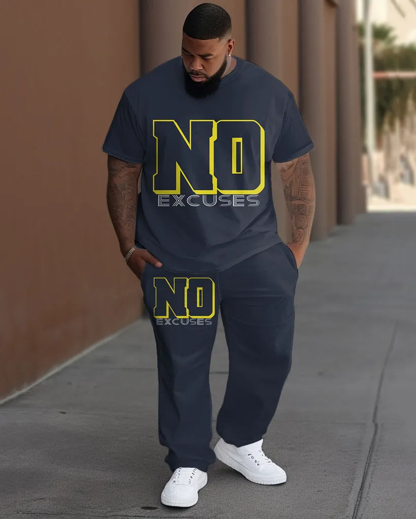 Men's Plus Size No Excuses Print T-Shirt Trousers Suit sold by Biggmans