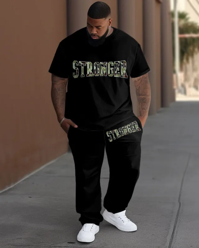 Men's Plus Size Camouflage Stronger Print T-Shirt Trousers Suit sold by Biggmans