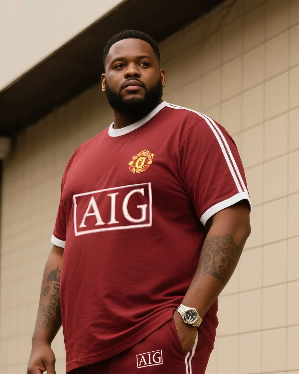 Big Boy Casual Sports Football Style FC Barcelona Striped Crewneck Short Sleeve T-Shirt Trousers sold by Biggmans product image thumbnail 2