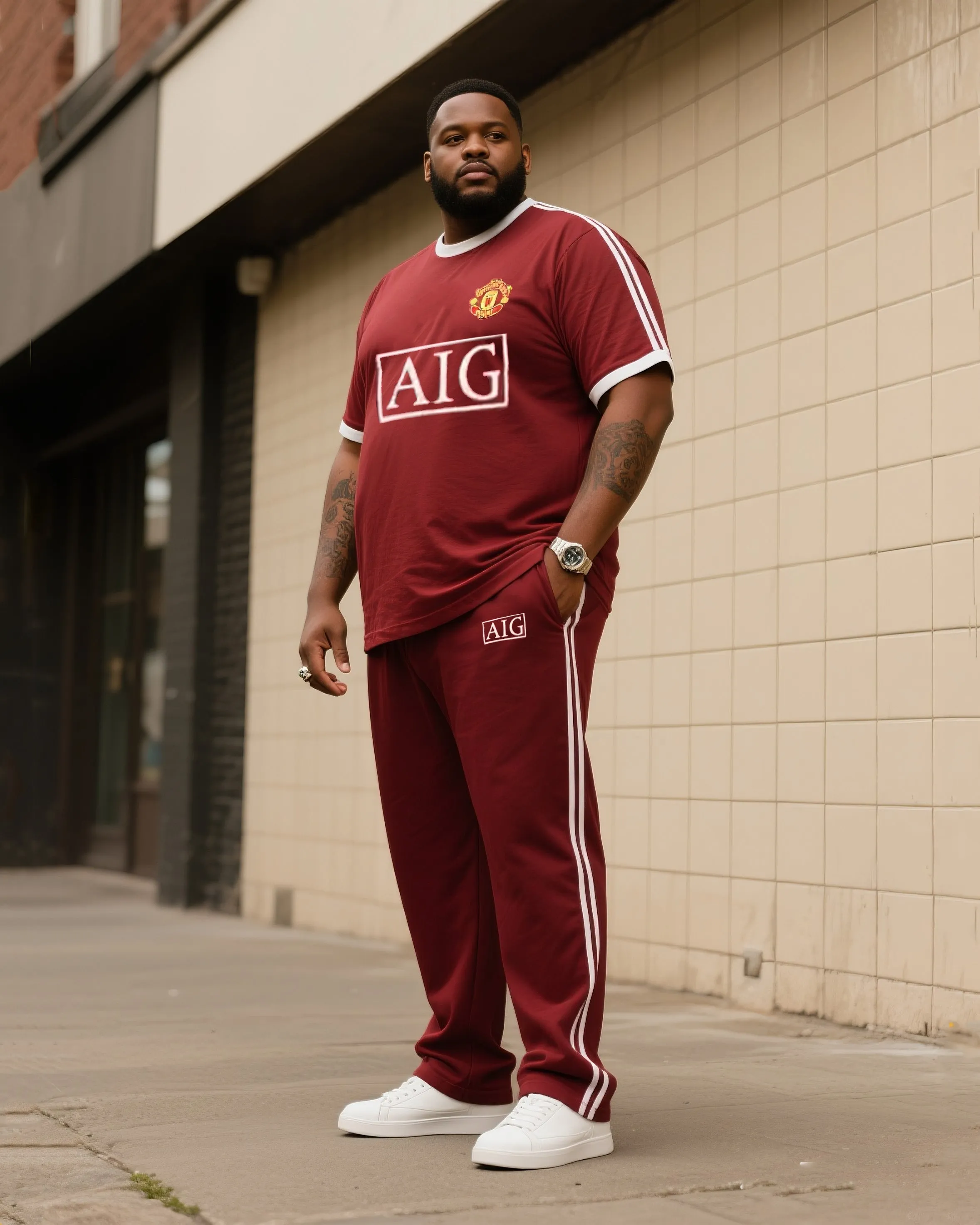 Big Boy Casual Sports Football Style FC Barcelona Striped Crewneck Short Sleeve T-Shirt Trousers sold by Biggmans