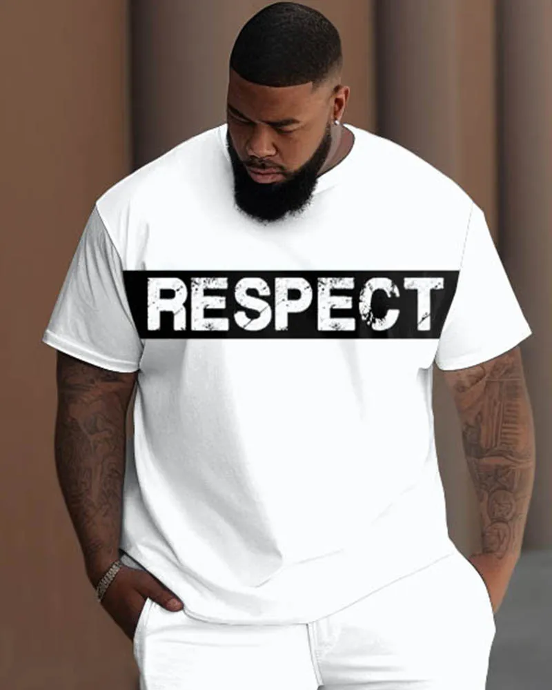 Men's Big & Tall Simple Patchwork Letter Printed T-shirt Pants Set sold by Biggmans product image thumbnail 2