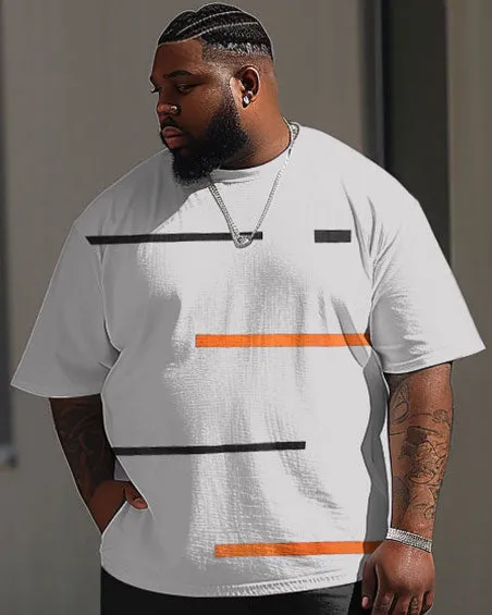 Men's Big & Tall Casual Simple Striped Print Short Sleeve T-shirt and Trousers Set sold by Biggmans product image thumbnail 2