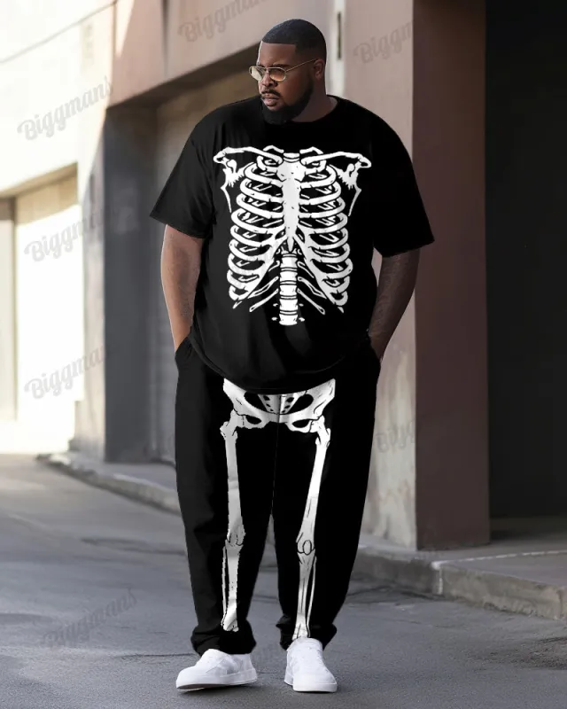 Human Bone Front And Back Printed T-Shirt Trousers Set Men's Big & Tall sold by Biggmans