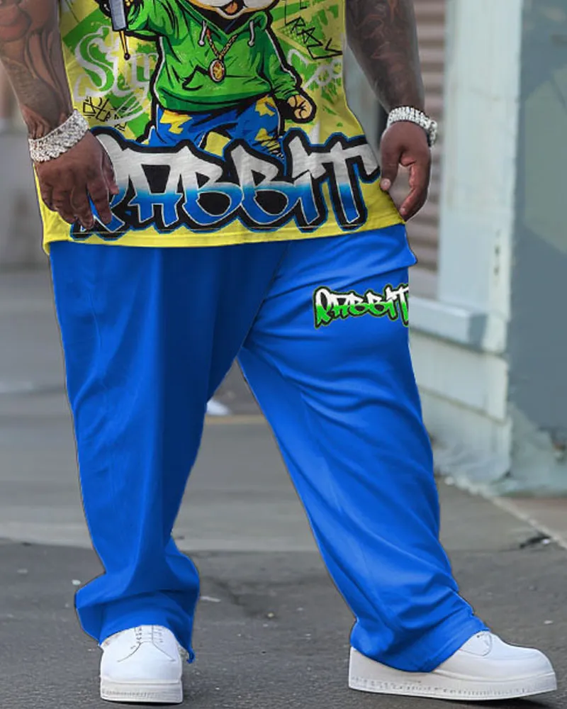 Men's Large Street Casual Rabbit Graffiti Alphabet Print T-Shirt Trousers Suit sold by Biggmans product image thumbnail 3