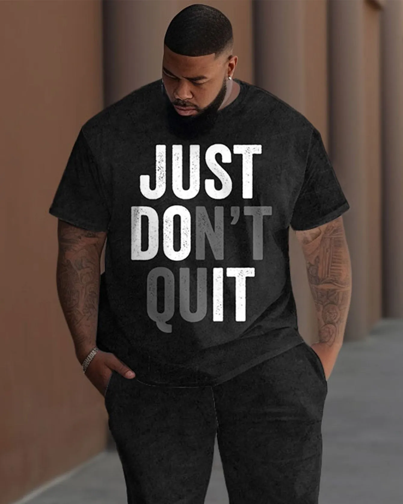 Men's Big & Tall Just Do It Print T-Shirt Trousers Set sold by Biggmans product image thumbnail 2