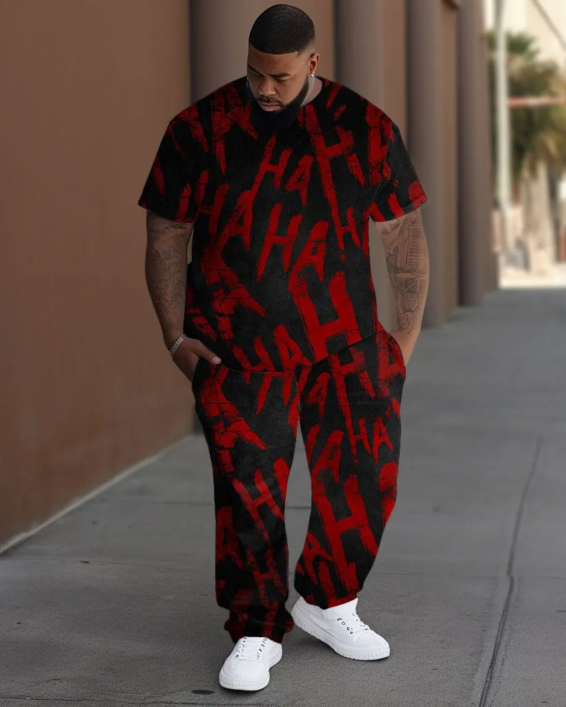 Big Men's HA Bloody Print T-Shirt Trousers Set sold by Biggmans