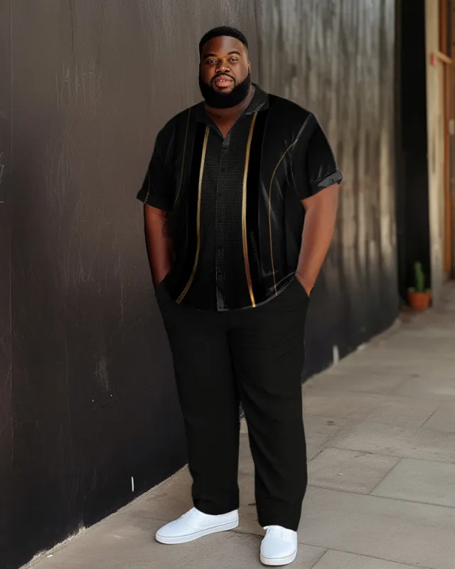 Plus Size Men's Abstract Print Leisure Short Sleeve Walking Suit sold by Biggmans