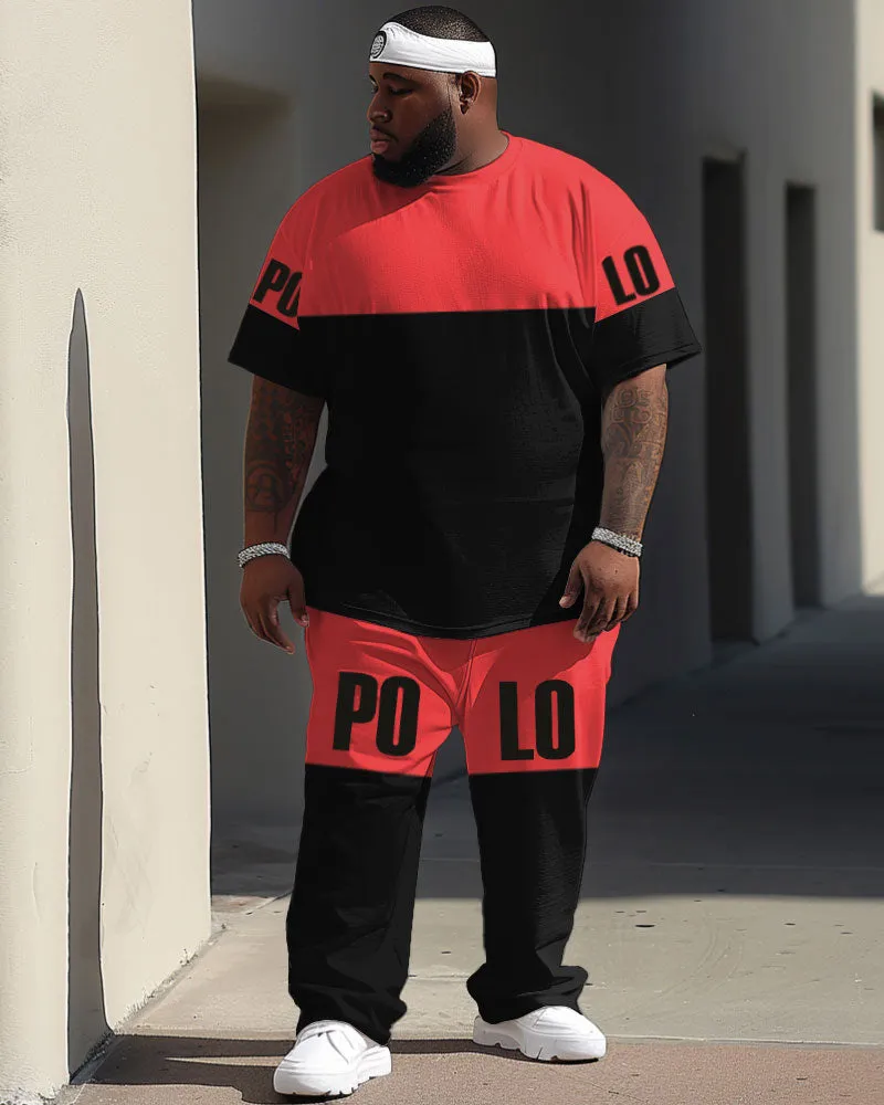 Street Vitality Colorblock POLO Letter Print Large Men's Set sold by Biggmans
