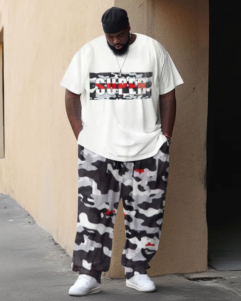 Big Guys Street Retro Super Hip-Hop Camouflage Casual Two-piece Set sold by Biggmans