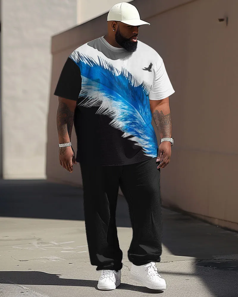 Men's Big and Tall Casual Feather Print Short Sleeve Trousers Set sold by Biggmans