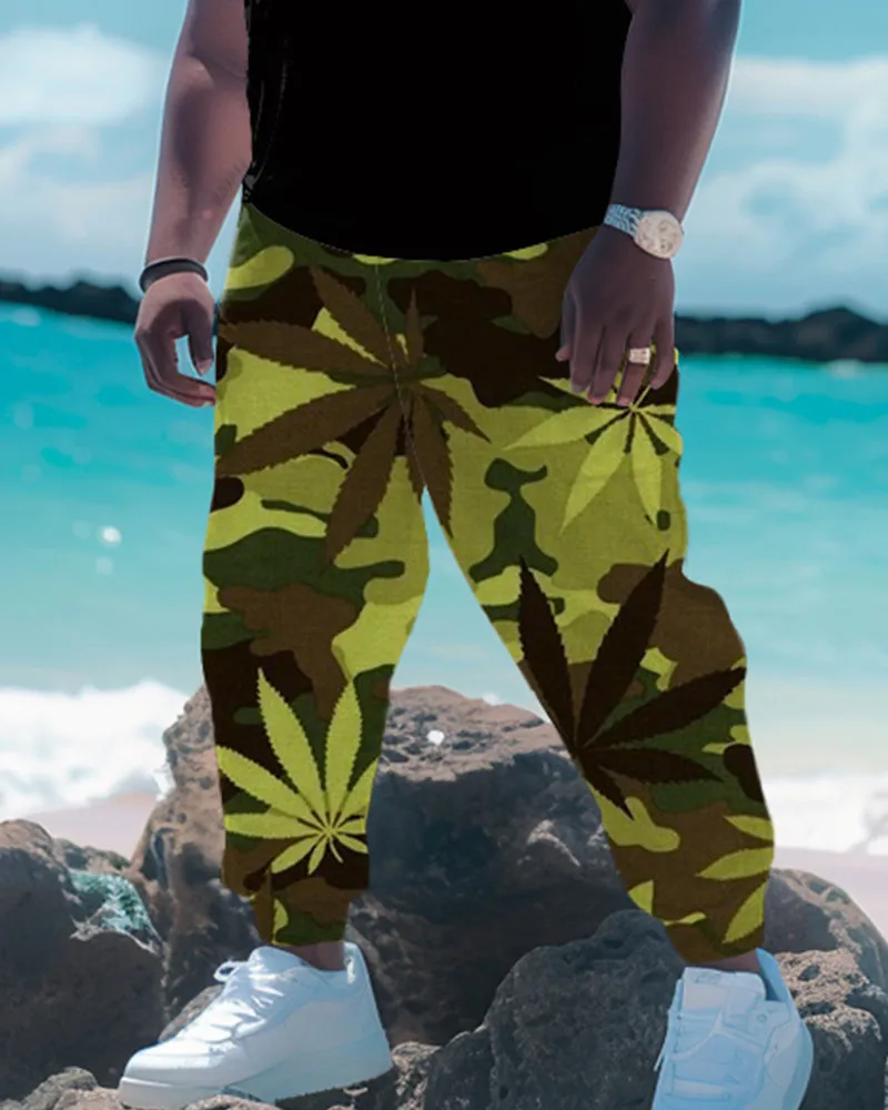 Men's Big & Tall Camouflage Leaves Stitching T-shirt Trousers Set sold by Biggmans product image thumbnail 3