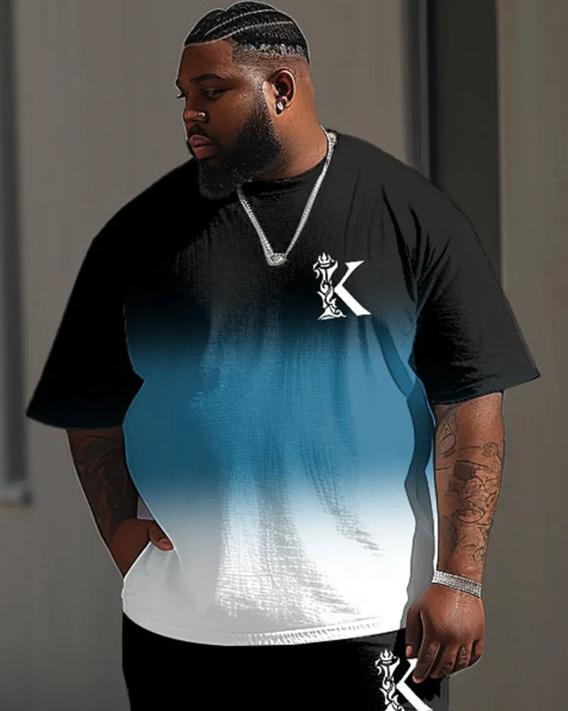 Men's Big & Tall Street Casual Gradient K Letter Print T-shirt Trousers Set sold by Biggmans product image thumbnail 2