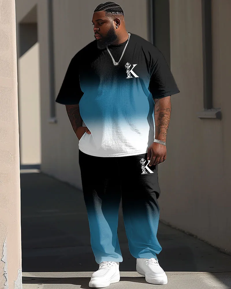 Men's Big & Tall Street Casual Gradient K Letter Print T-shirt Trousers Set sold by Biggmans
