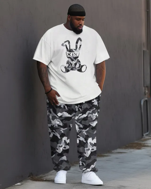 Men's Large Color Splash Rabbit Street Hip-Hop Casual Two-piece Set sold by Biggmans