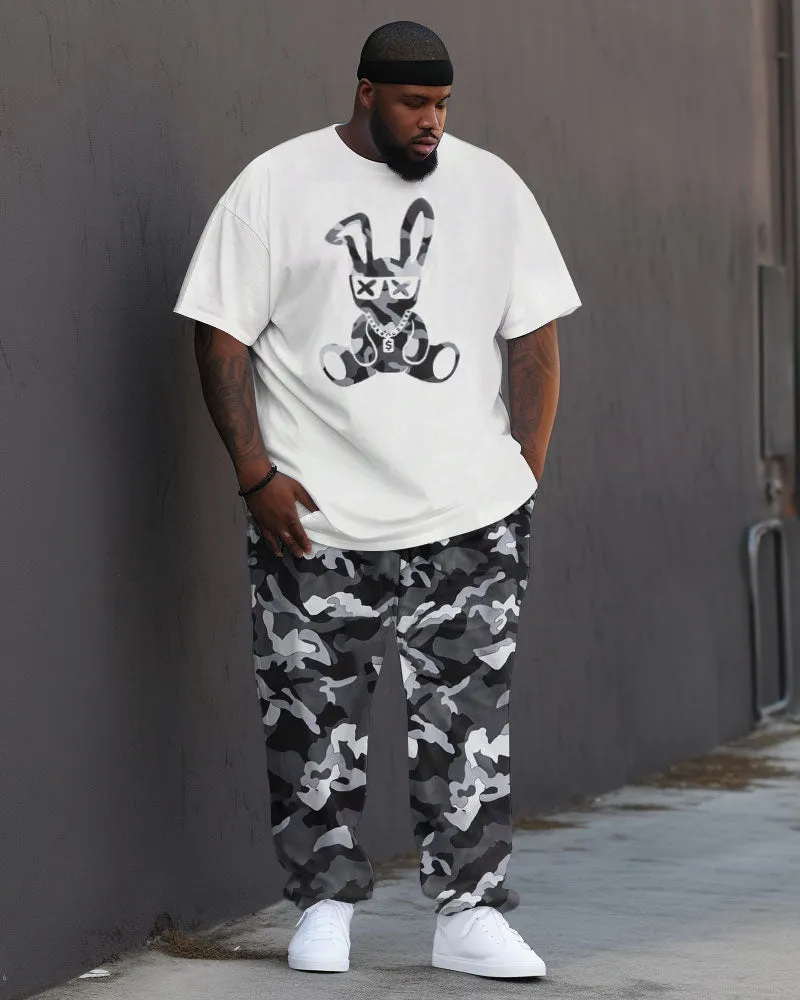 Men's Large Color Splash Rabbit Street Hip-Hop Casual Two-piece Set sold by Biggmans