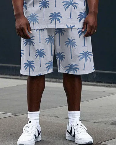 Men's Big Size Hawaiian Style Coconut Trees All Over Printed Short Sleeve T-shirt and Shorts Set sold by Biggmans product image thumbnail 3