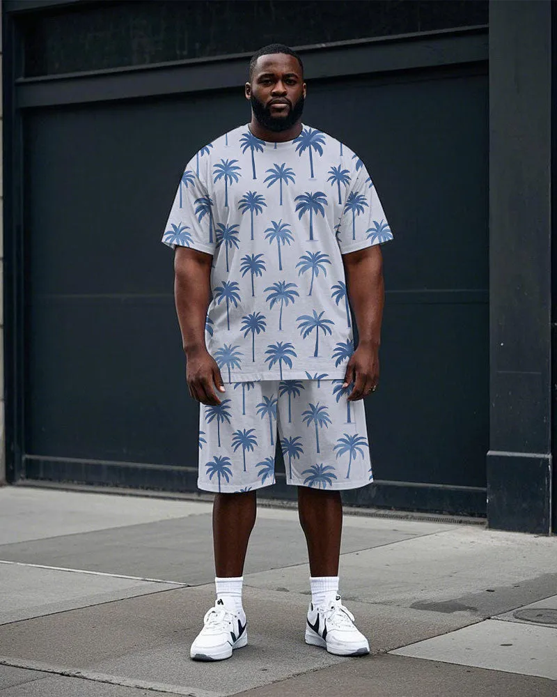 Men's Big Size Hawaiian Style Coconut Trees All Over Printed Short Sleeve T-shirt and Shorts Set sold by Biggmans