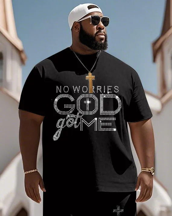 Men's Plus Size No Worries Gold Got Me Print Short Sleeve T-Shirt Shorts Suit sold by Biggmans product image thumbnail 2