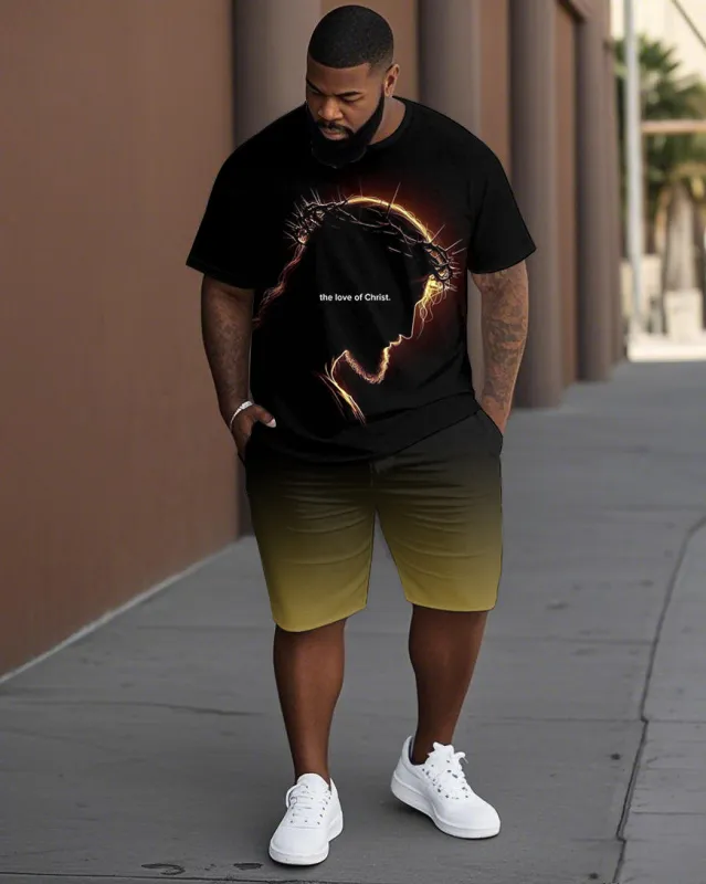 Men's Plus Size The Love of Christ Short Sleeve T-Shirt Shorts Suit sold by Biggmans