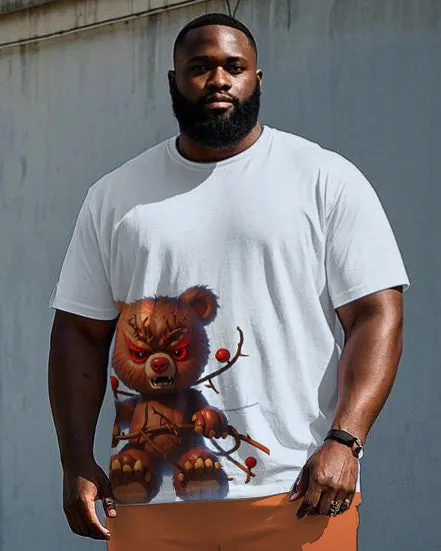 Big Men's Hip Hop Cartoon Angry Bear with Thorny Branches Printed Casual Short Sleeve T-shirt Shorts Set sold by Biggmans product image thumbnail 2