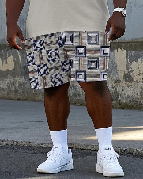 Men's Vintage Geometric Pattern Printed Big & Tall Short Sleeve Polo Shirt Shorts Set sold by Biggmans product image thumbnail 3