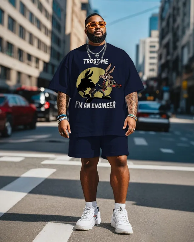 Men's Plus Size Trust Me I'm An Engineer Short Sleeve T-Shirt Shorts Suit sold by Biggmans