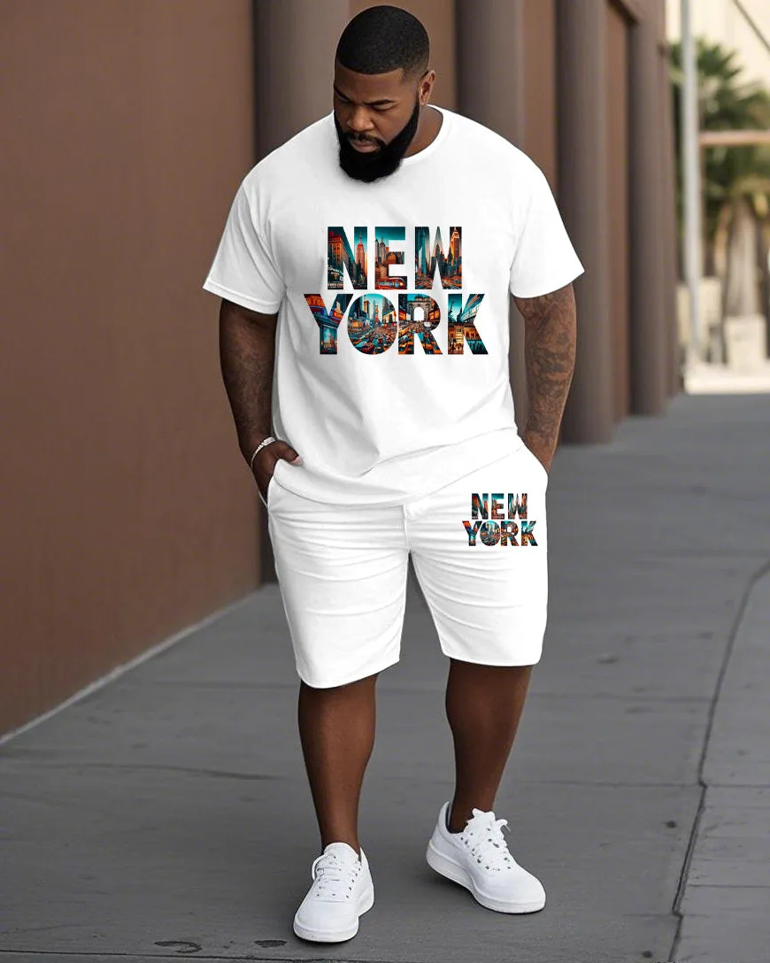 Men's Plus Size New York City Alphabet Short Sleeve T-Shirt Shorts Suit sold by Biggmans