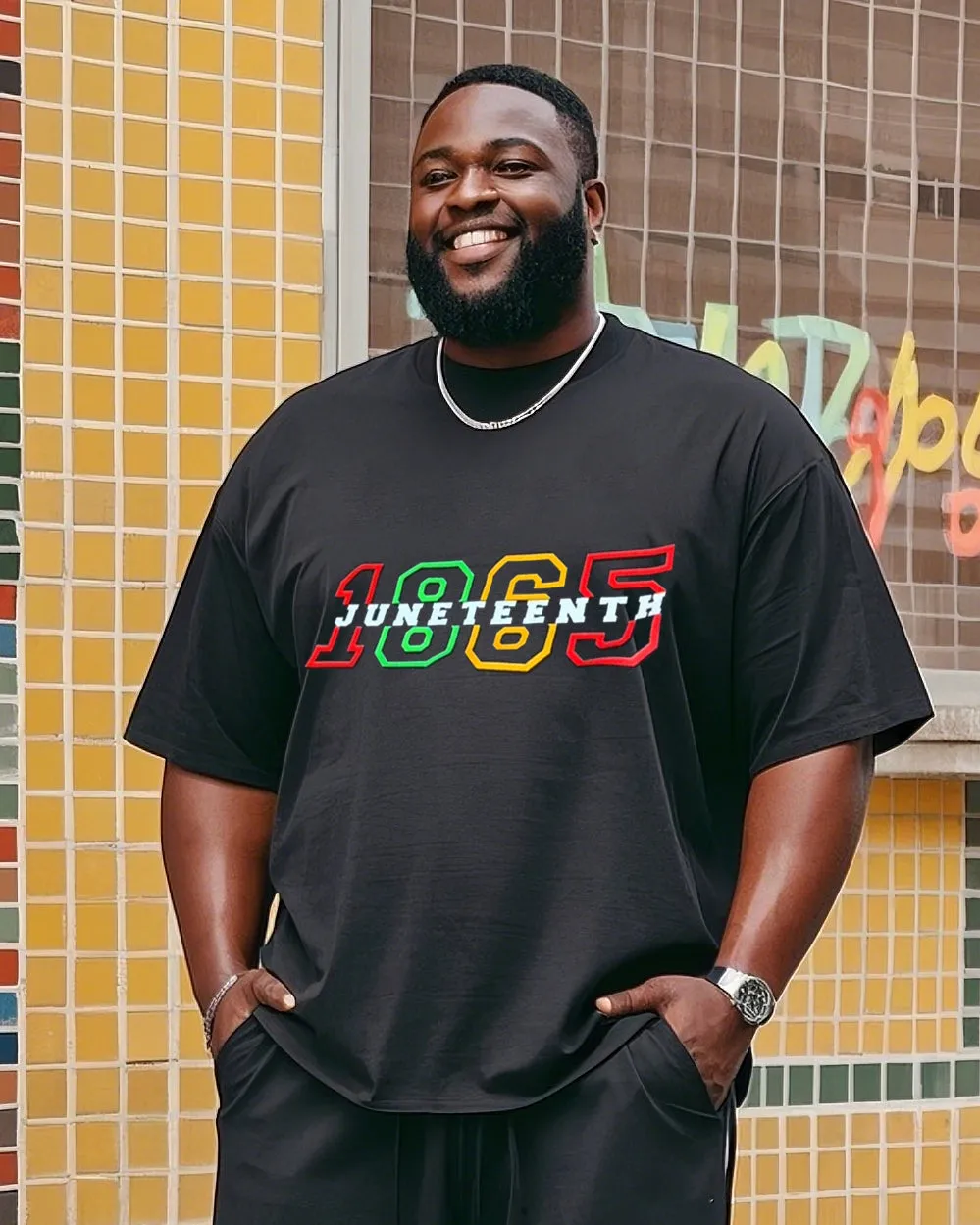 Men's Plus Size June Festival Digital Print T-Shirt Shorts Suit sold by Biggmans product image thumbnail 2