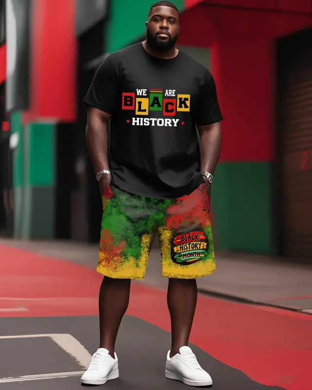 Plus Size Boys June Creative Graffiti Style T-Shirt Shorts Suit sold by Biggmans