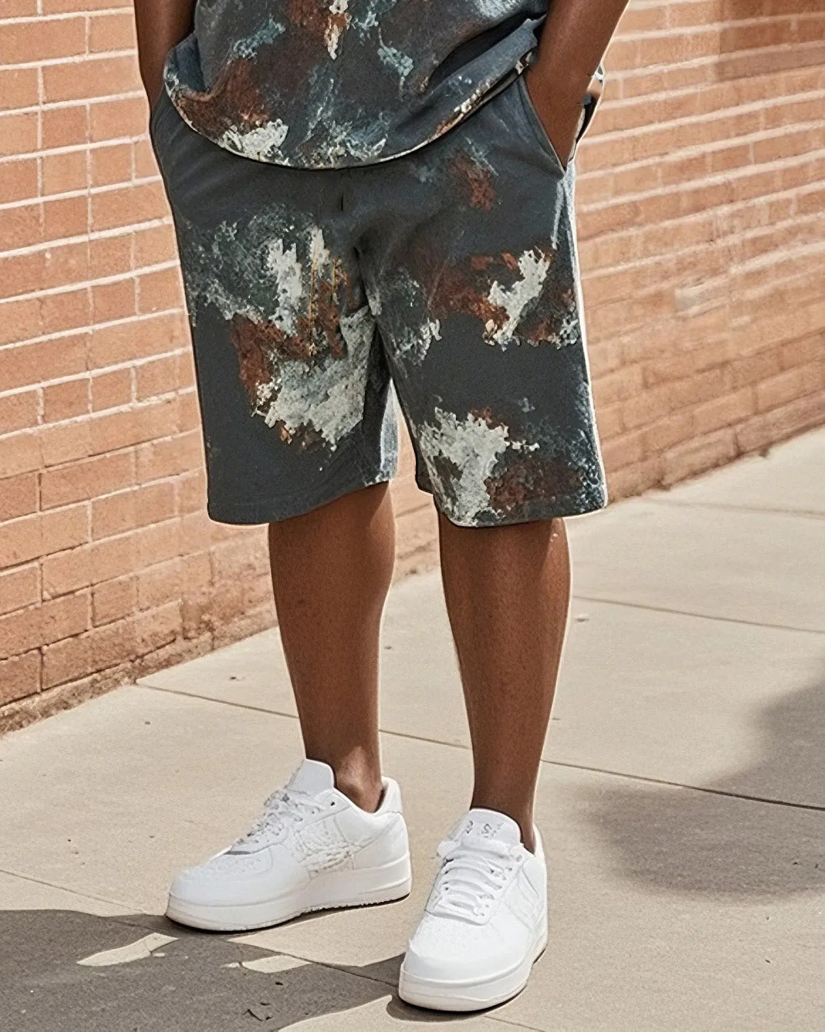 Plus Size Men's Retro Tie-dyeT Shirt Shorts Suit sold by Biggmans product image thumbnail 3