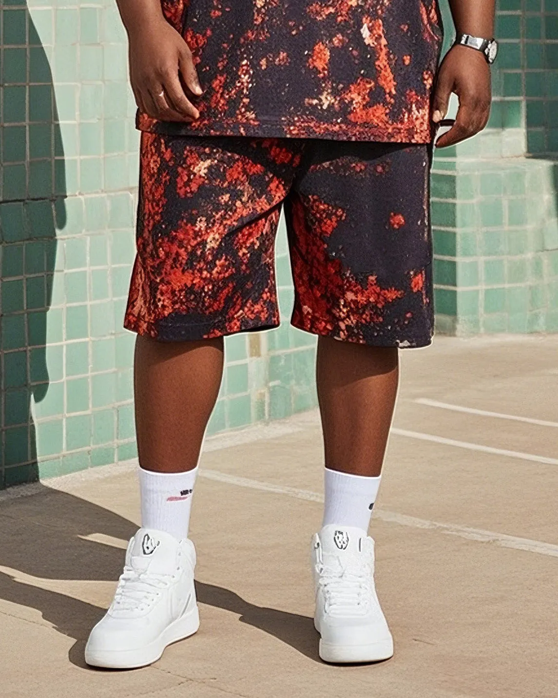 Plus Size Men Vintage Tie-Dye T-Shirt Shorts Suit sold by Biggmans product image thumbnail 3