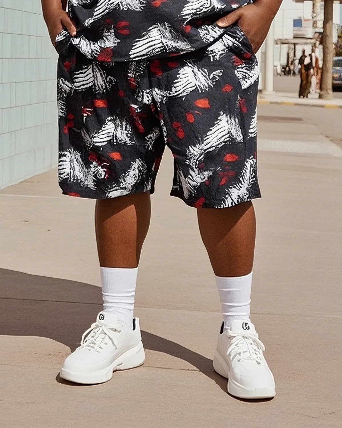 Plus Size Men's Vintage Personalized Angel Wings T-shirt Shorts Suit sold by Biggmans product image thumbnail 3