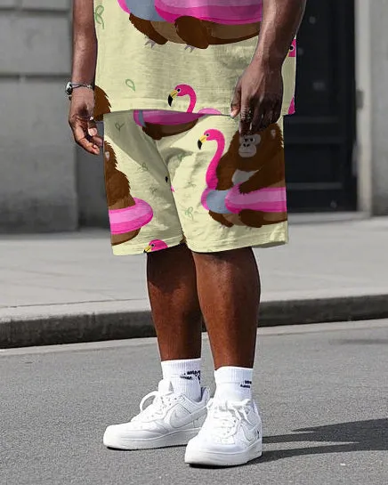 Big Men's Humor Chimpanzee with Swim Ring Printed Casual Short Sleeve T-Shirt Shorts Set sold by Biggmans product image thumbnail 3