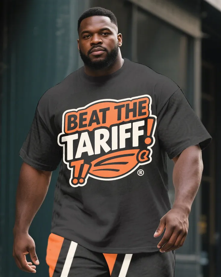 Big Men's Casual Street Style BEAT THE TARIFF Printed Short Sleeve T-Shirt Shorts Suit sold by Biggmans product image thumbnail 2