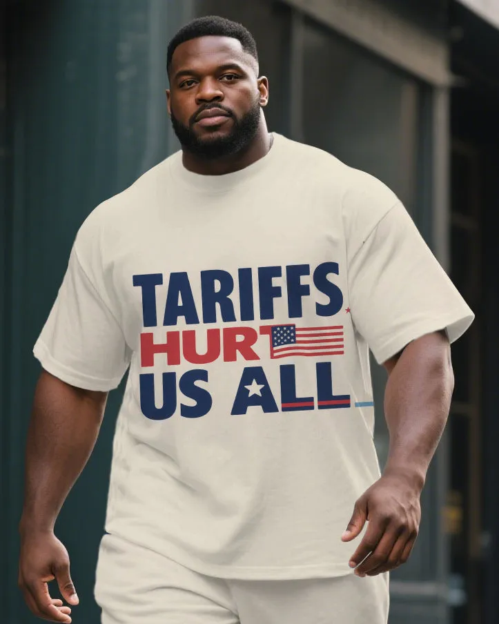 Men's Big & Tall TARIFFS HURT Saying Printed Casual Short Sleeve T-Shirt Short Two-Piece Suit sold by Biggmans product image thumbnail 2
