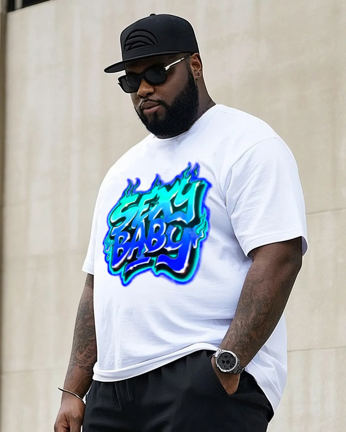 Big Man's Street Fashion Handmade Creative Personality Graffiti Short Sleeve T-shirt Shorts Suit sold by Biggmans product image thumbnail 2