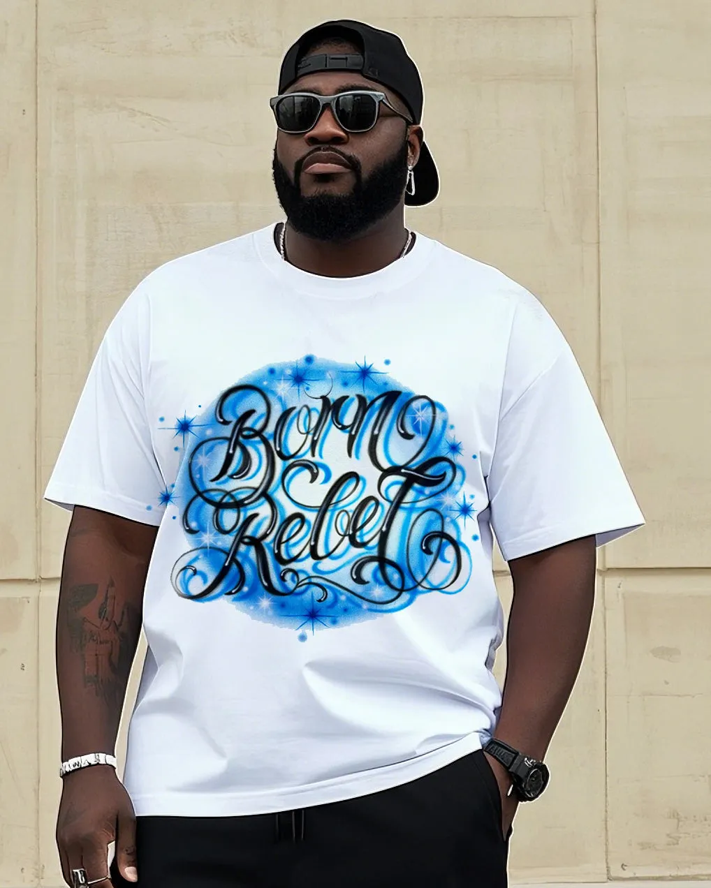 Big Man Street Fashion Handmade Art Personality Graffiti Short Sleeve T-Shirt Shorts Suit sold by Biggmans product image thumbnail 2