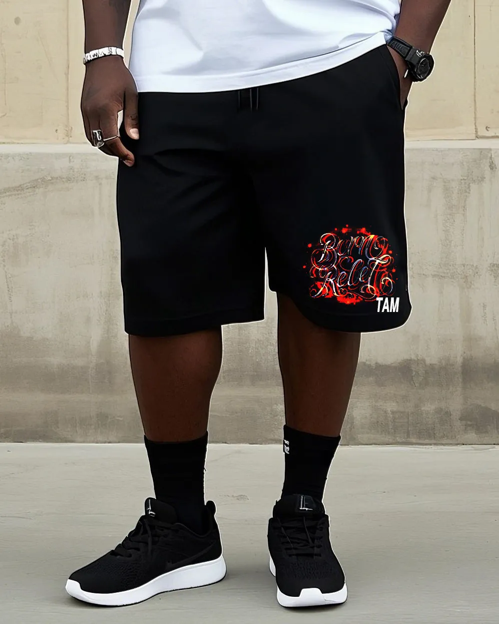 Big Man Street Fashion Handmade Art Personality Graffiti Short Sleeve T-Shirt Shorts Suit sold by Biggmans product image thumbnail 3