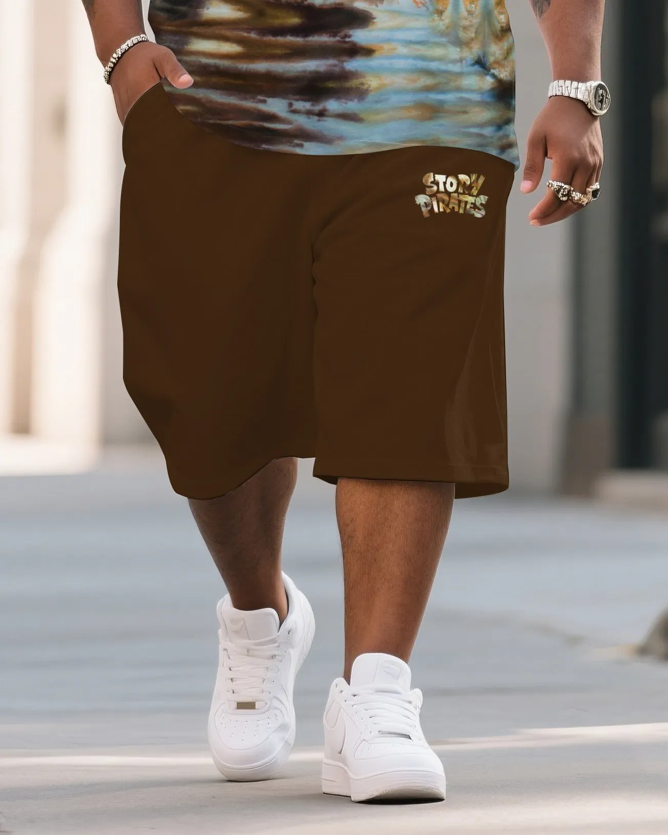 Men's Plus Size Shore Thing Double Diamond Tie Dye Round Neck T-Shirt Shorts Suit sold by Biggmans product image thumbnail 3