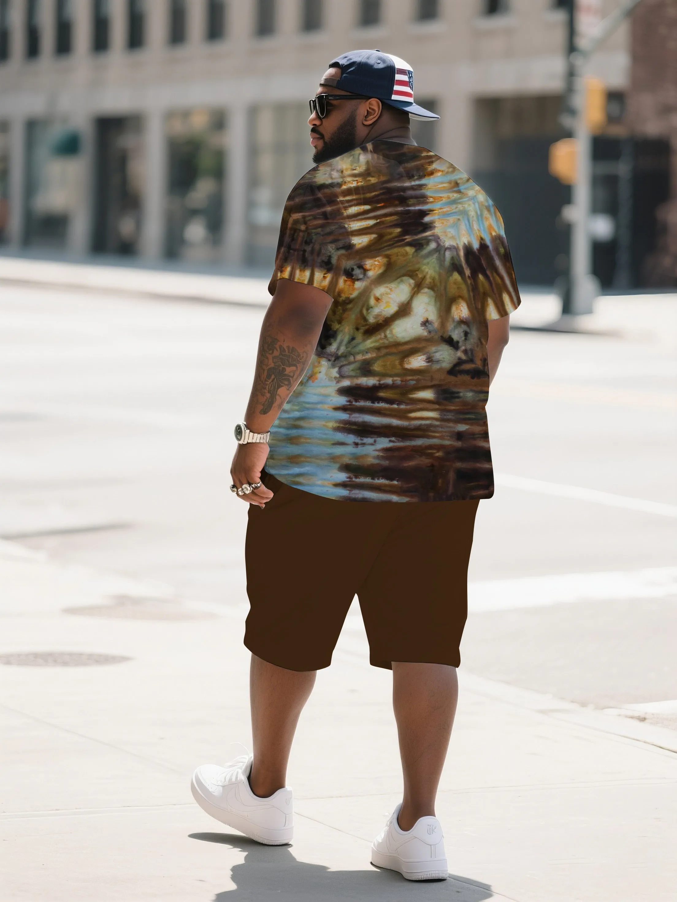 Men's Plus Size Shore Thing Double Diamond Tie Dye Round Neck T-Shirt Shorts Suit sold by Biggmans product image thumbnail 4