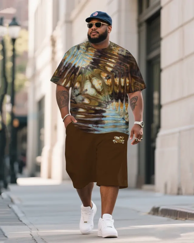 Men's Plus Size Shore Thing Double Diamond Tie Dye Round Neck T-Shirt Shorts Suit sold by Biggmans
